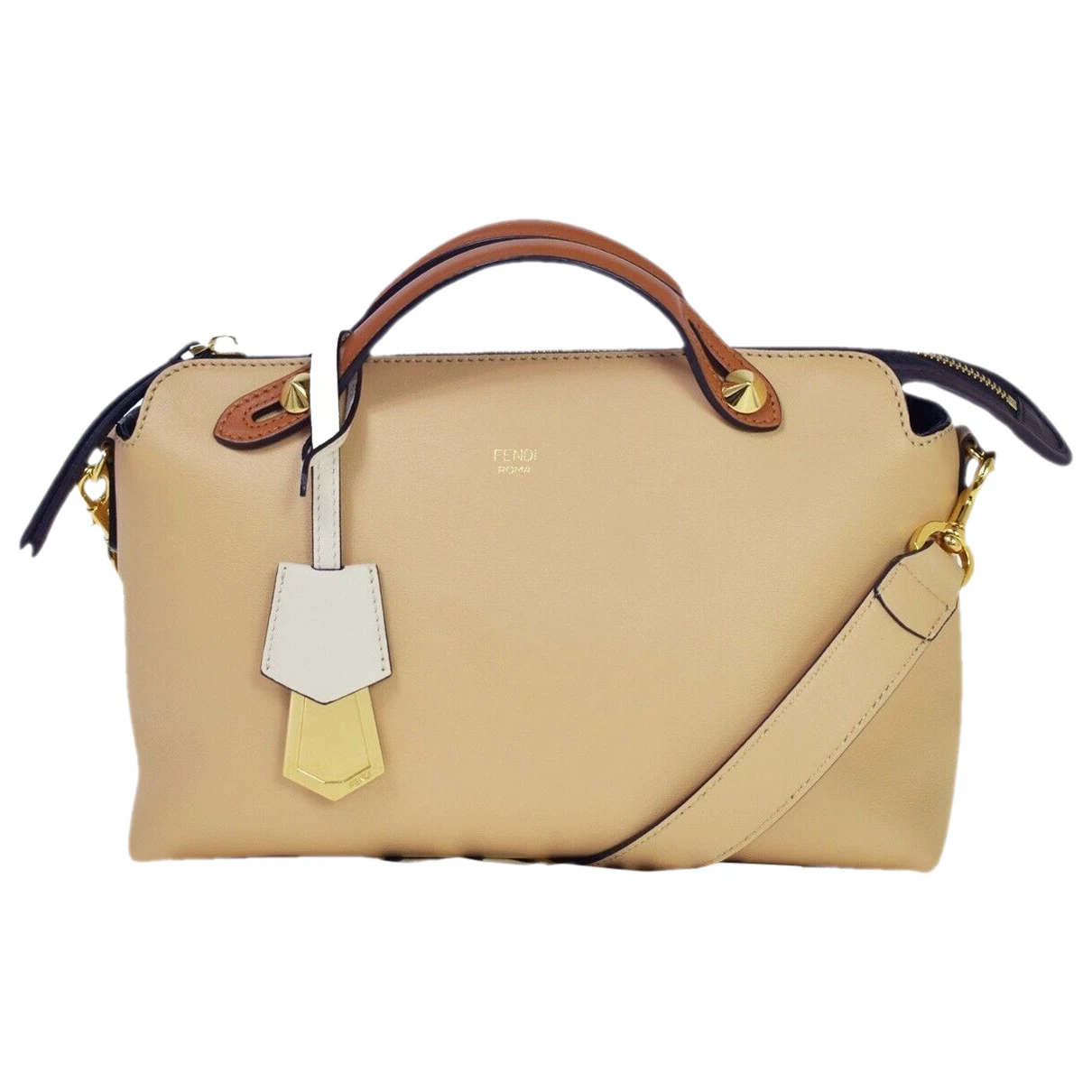 Pre-owned Fendi By The Way Leather Handbag In Beige