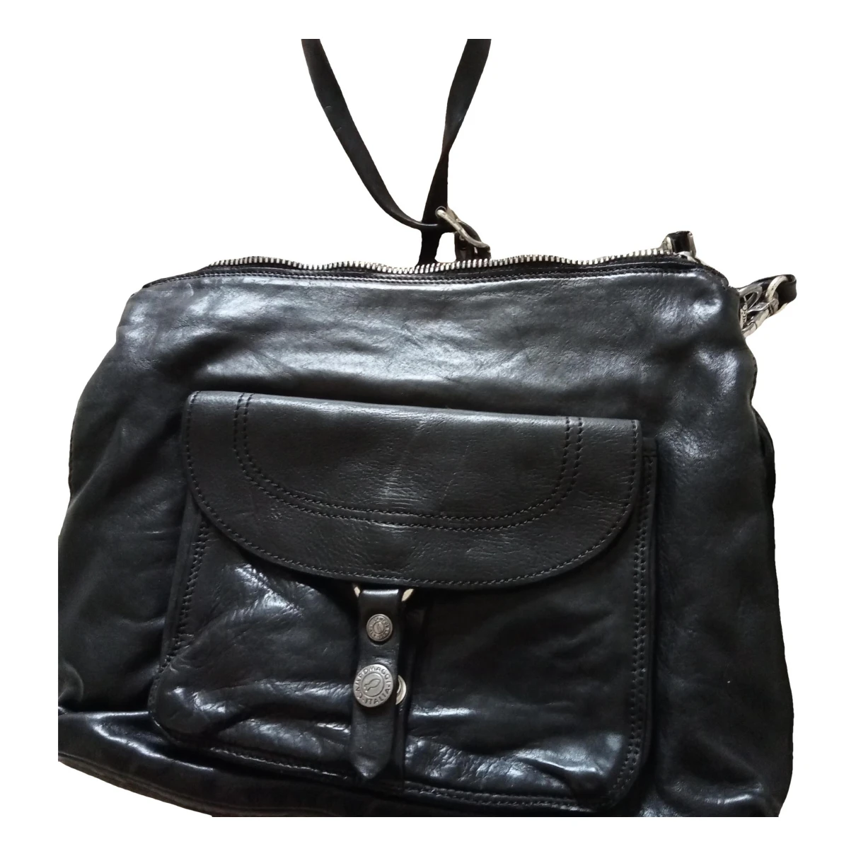 Pre-owned Campomaggi Leather Crossbody Bag In Black