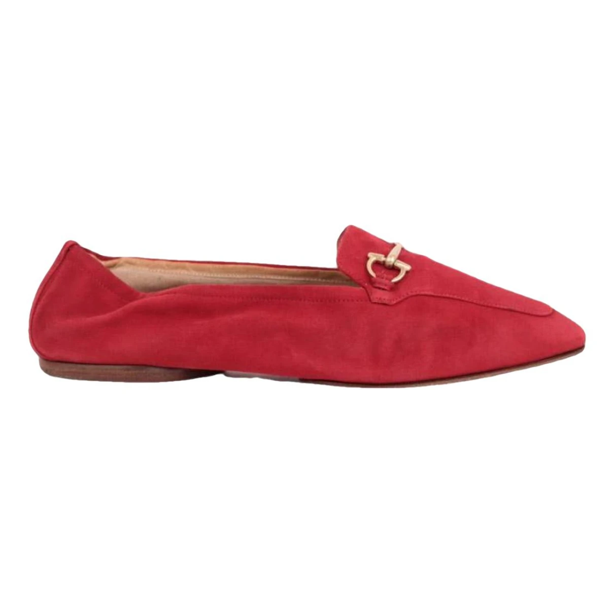 Pre-owned Gucci Velvet Flats In Red