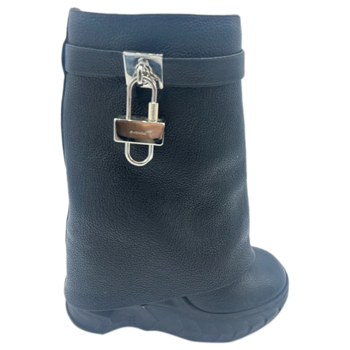 Pre-owned Givenchy Shark Leather Riding Boots In Black