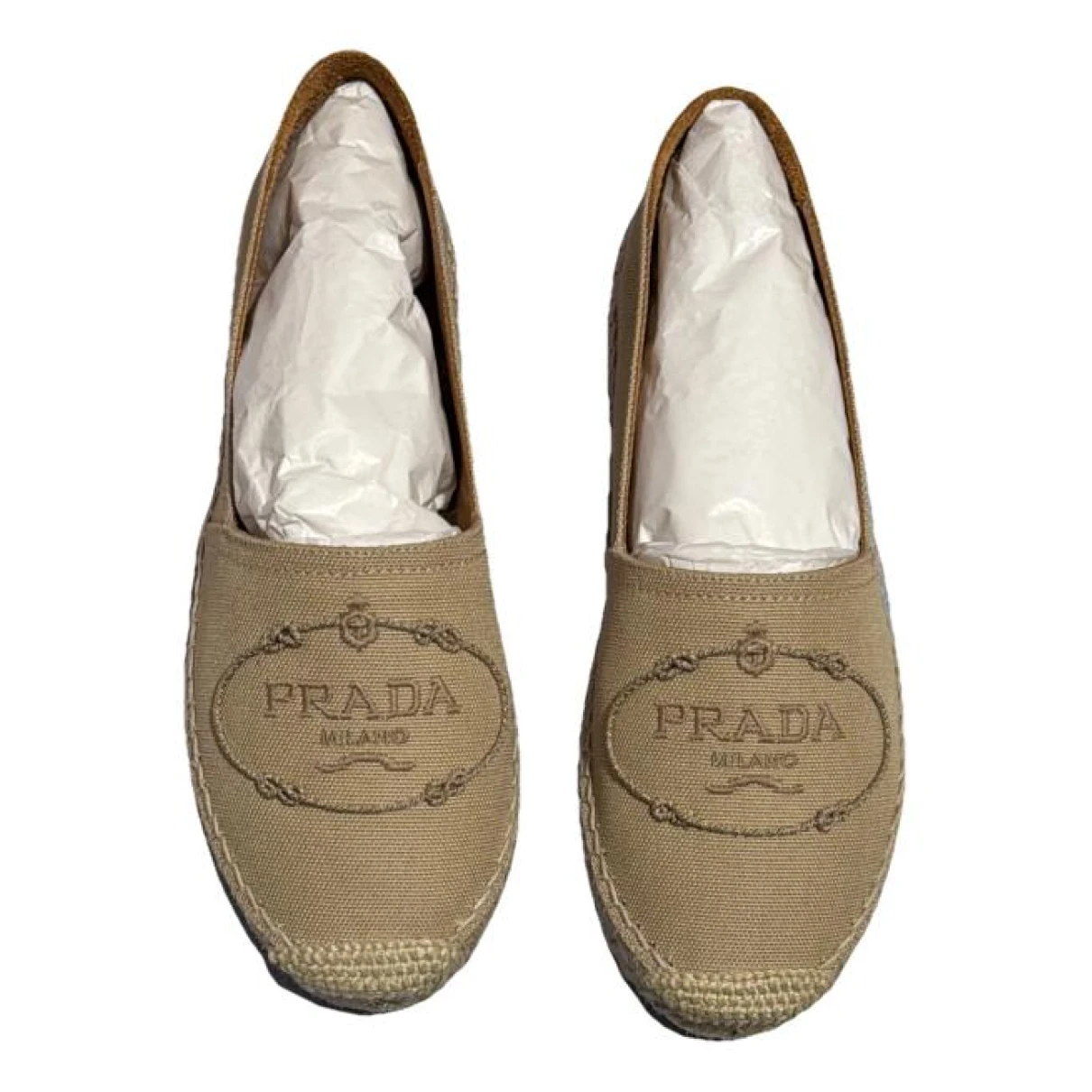 Pre-owned Prada Cloth Espadrilles In Beige