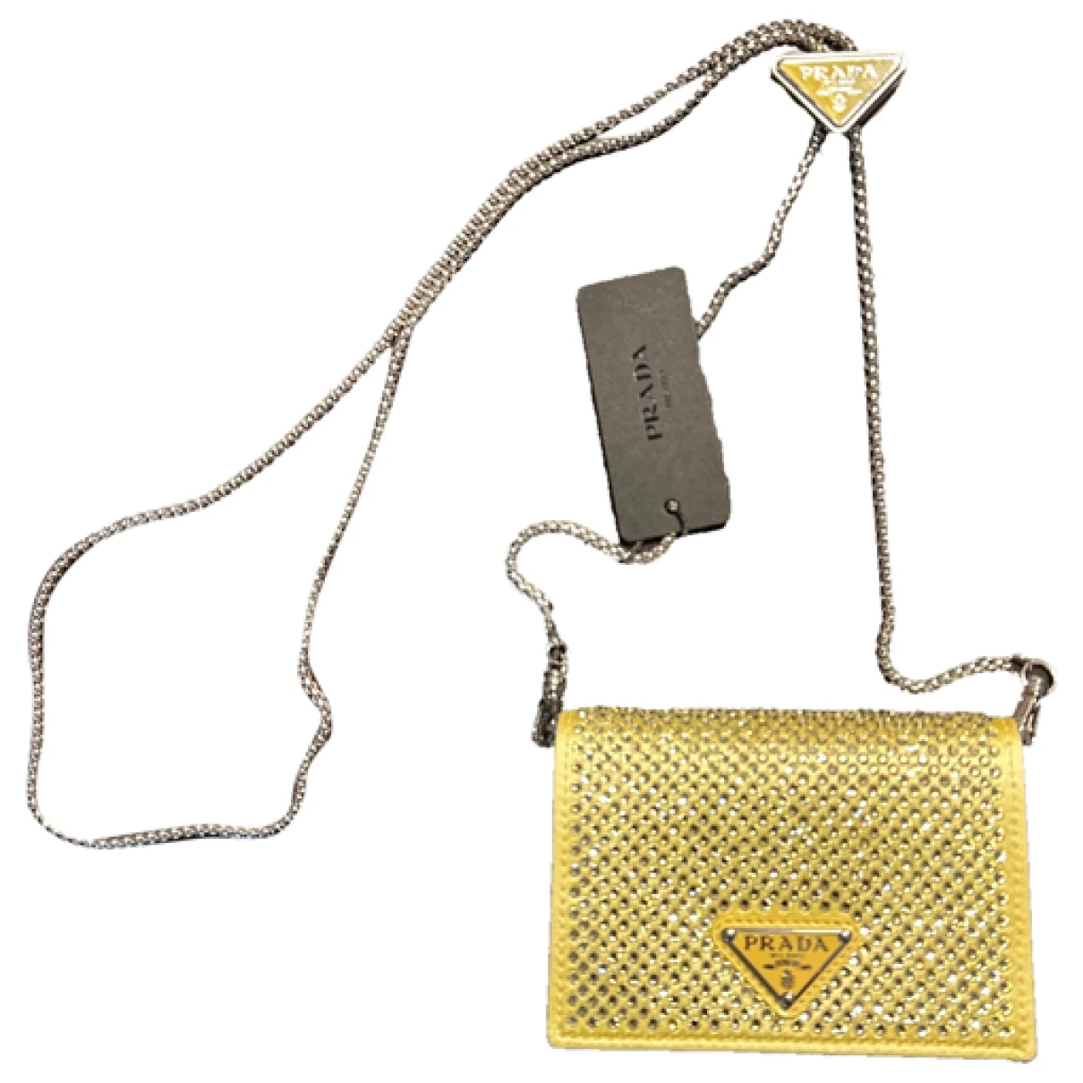 Pre-owned Prada Glitter Handbag In Yellow