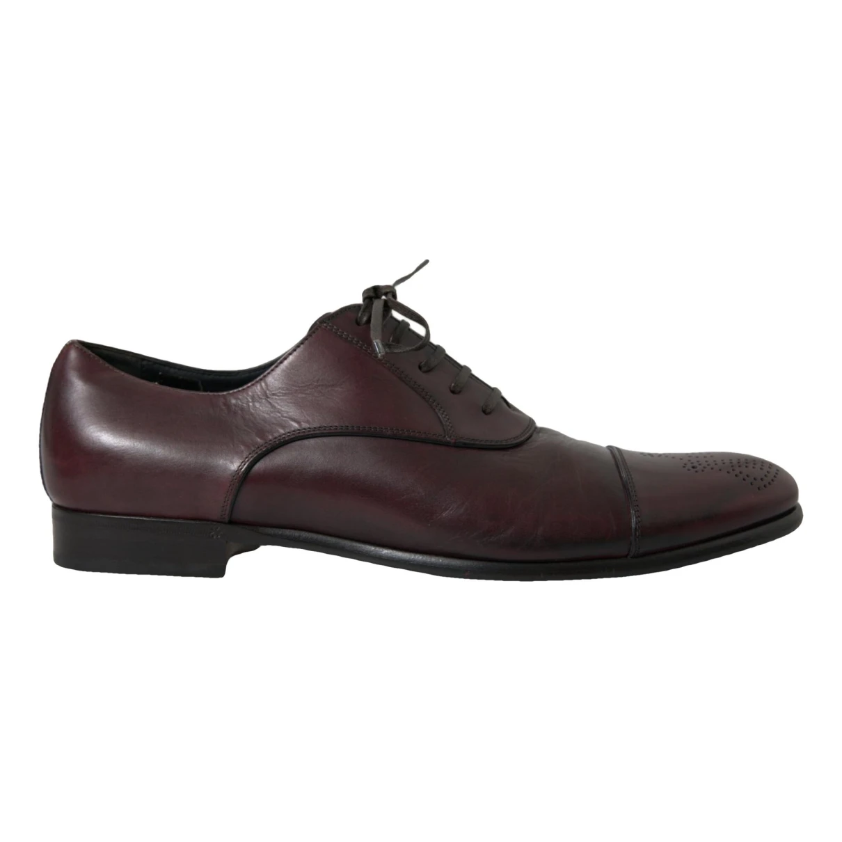 Pre-owned Dolce & Gabbana Leather Lace Ups In Burgundy