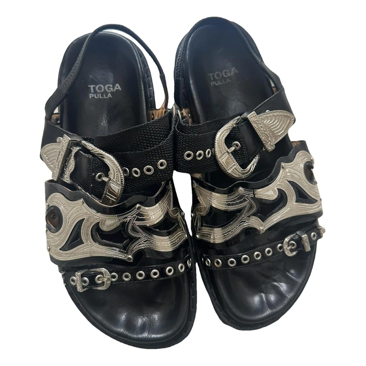 Pre-owned Toga Leather Sandal In Black