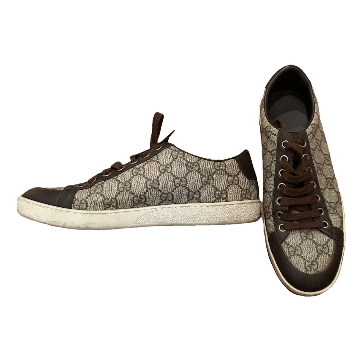 Pre-owned Gucci Leather Trainers In Brown