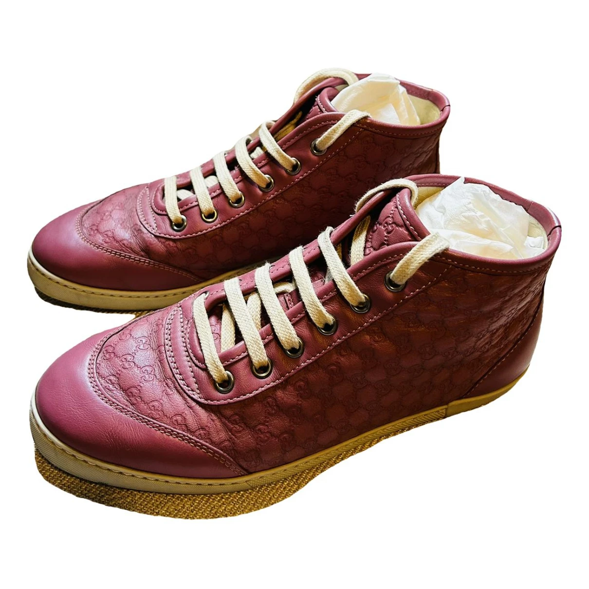 Pre-owned Gucci Leather Ankle Boots In Pink