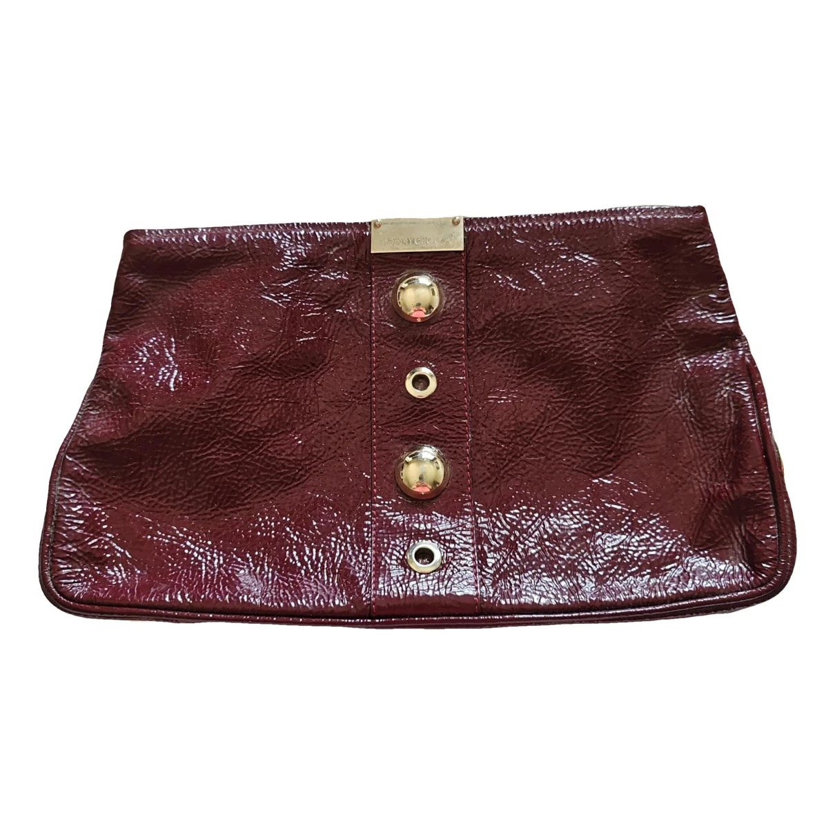 Pre-owned Jimmy Choo Patent Leather Clutch Bag In Burgundy