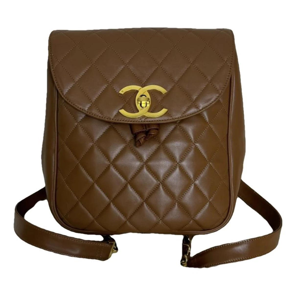 Pre-owned Chanel Leather Backpack In Brown