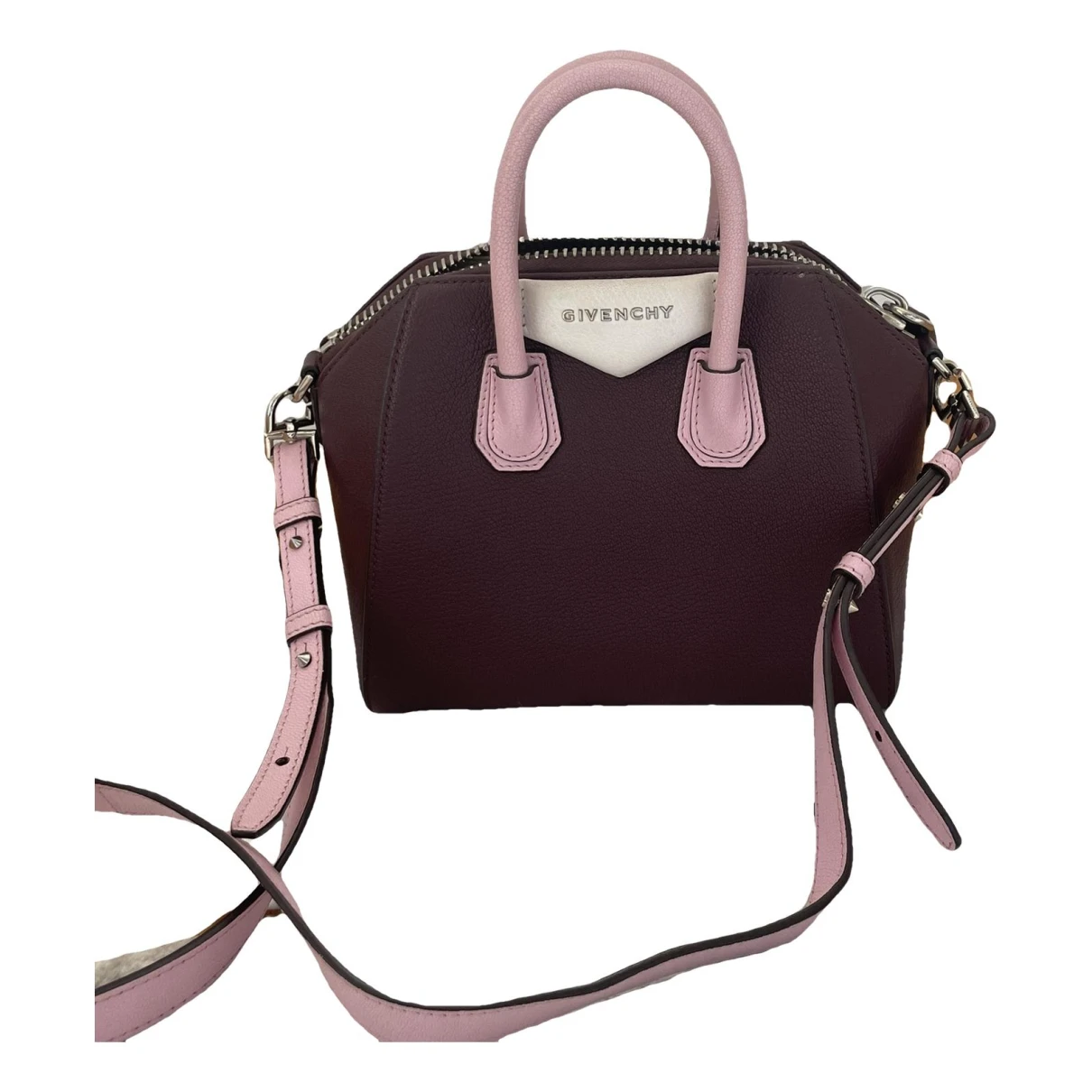 Pre-owned Givenchy Antigona Leather Handbag In Purple