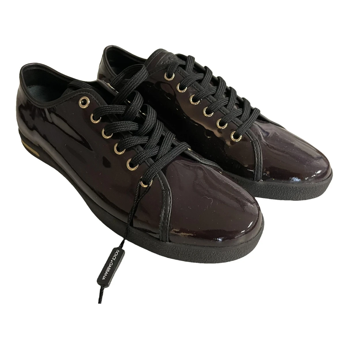 Pre-owned Dolce & Gabbana Patent Leather Trainers In Burgundy