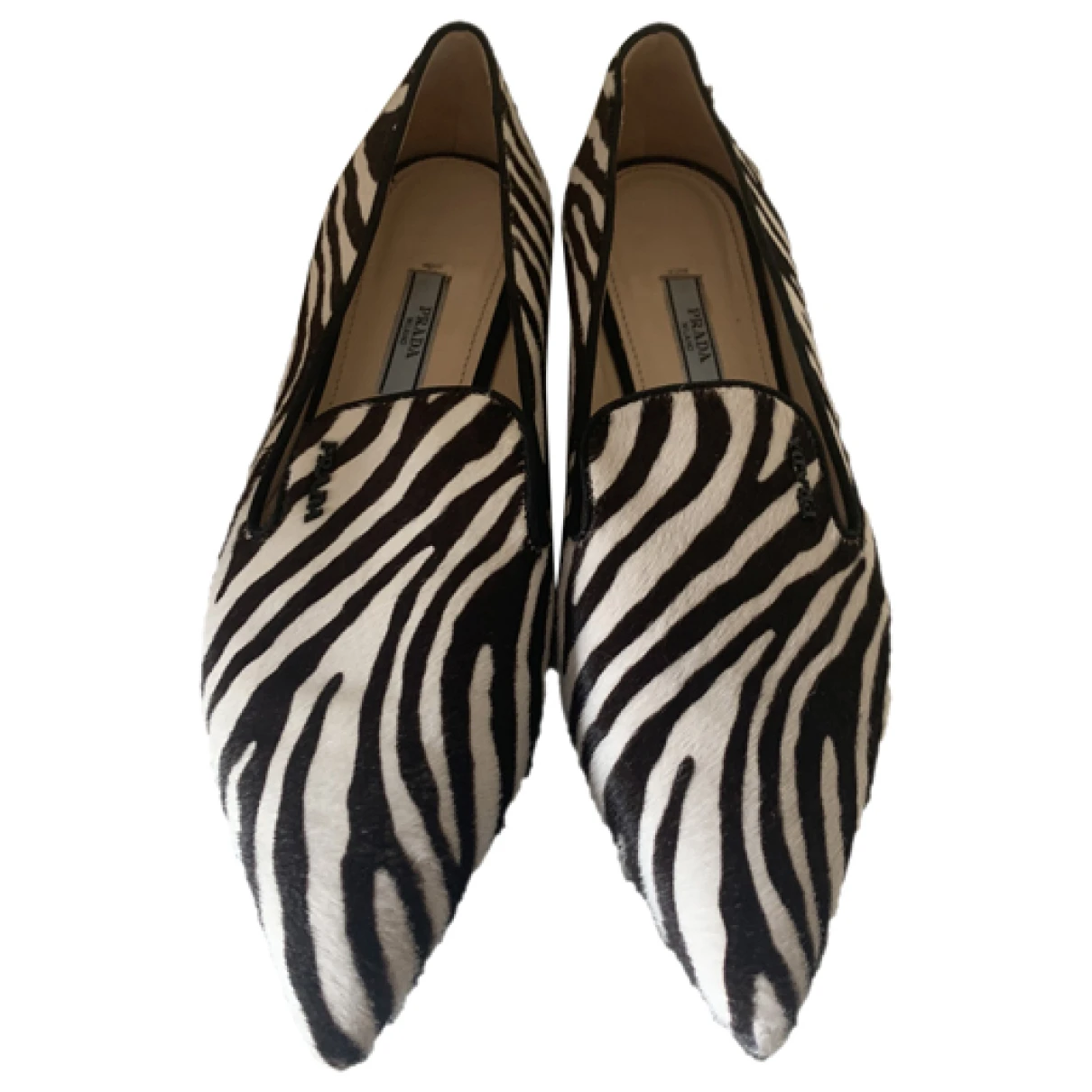 Pre-owned Prada Pony-style Calfskin Ballet Flats In Multicolour