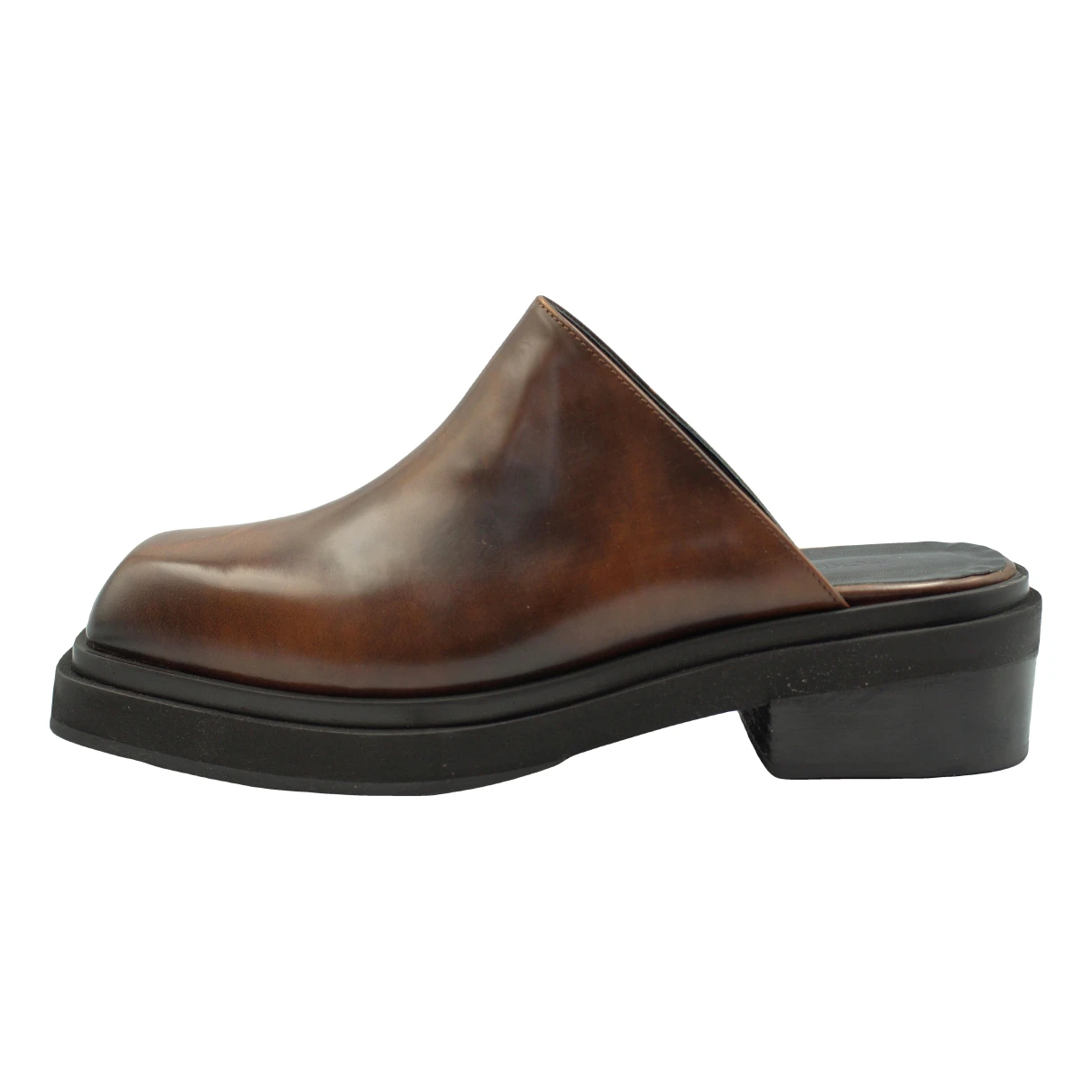 Pre-owned Eckhaus Latta Leather Mules & Clogs In Brown