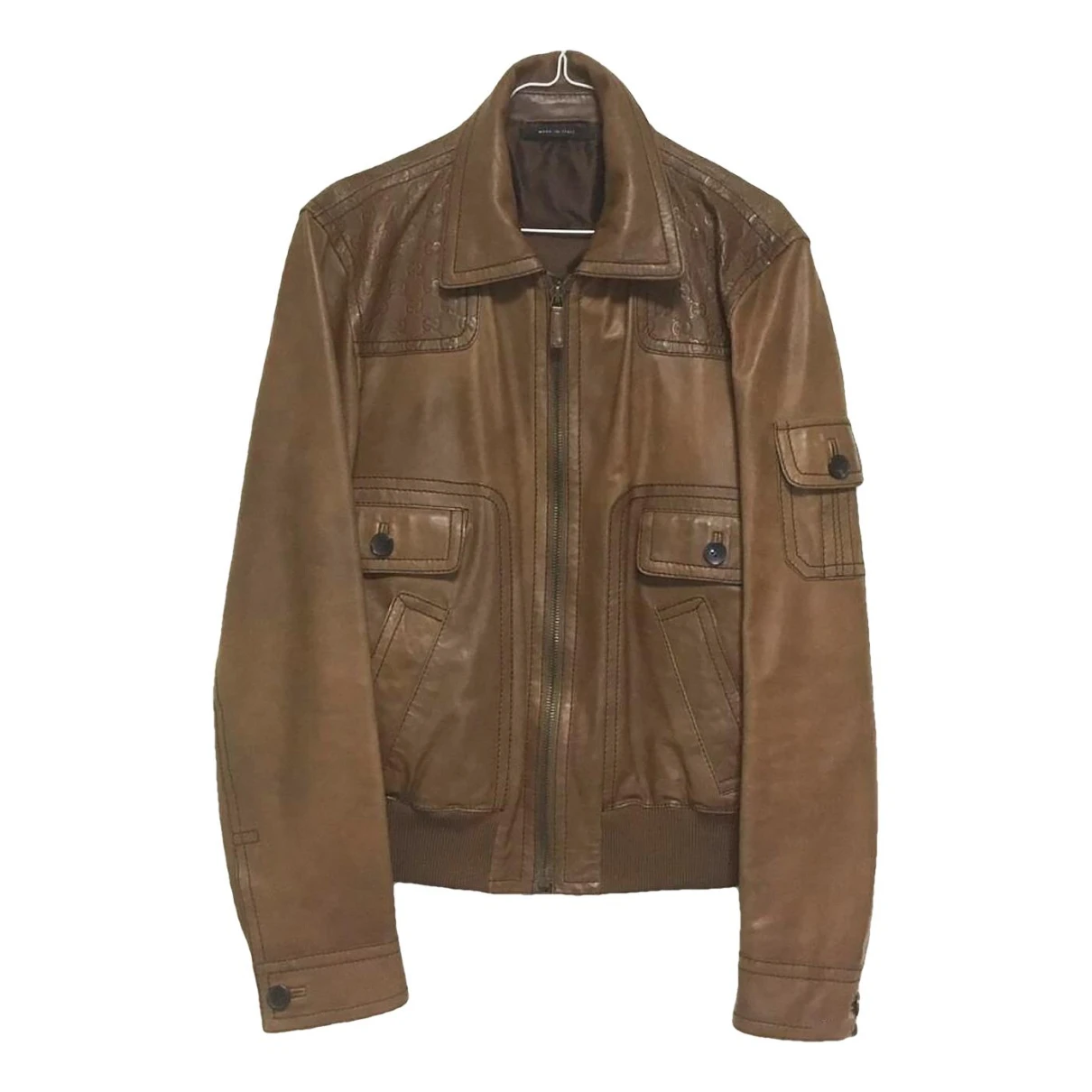 Pre-owned Gucci Leather Jacket In Camel