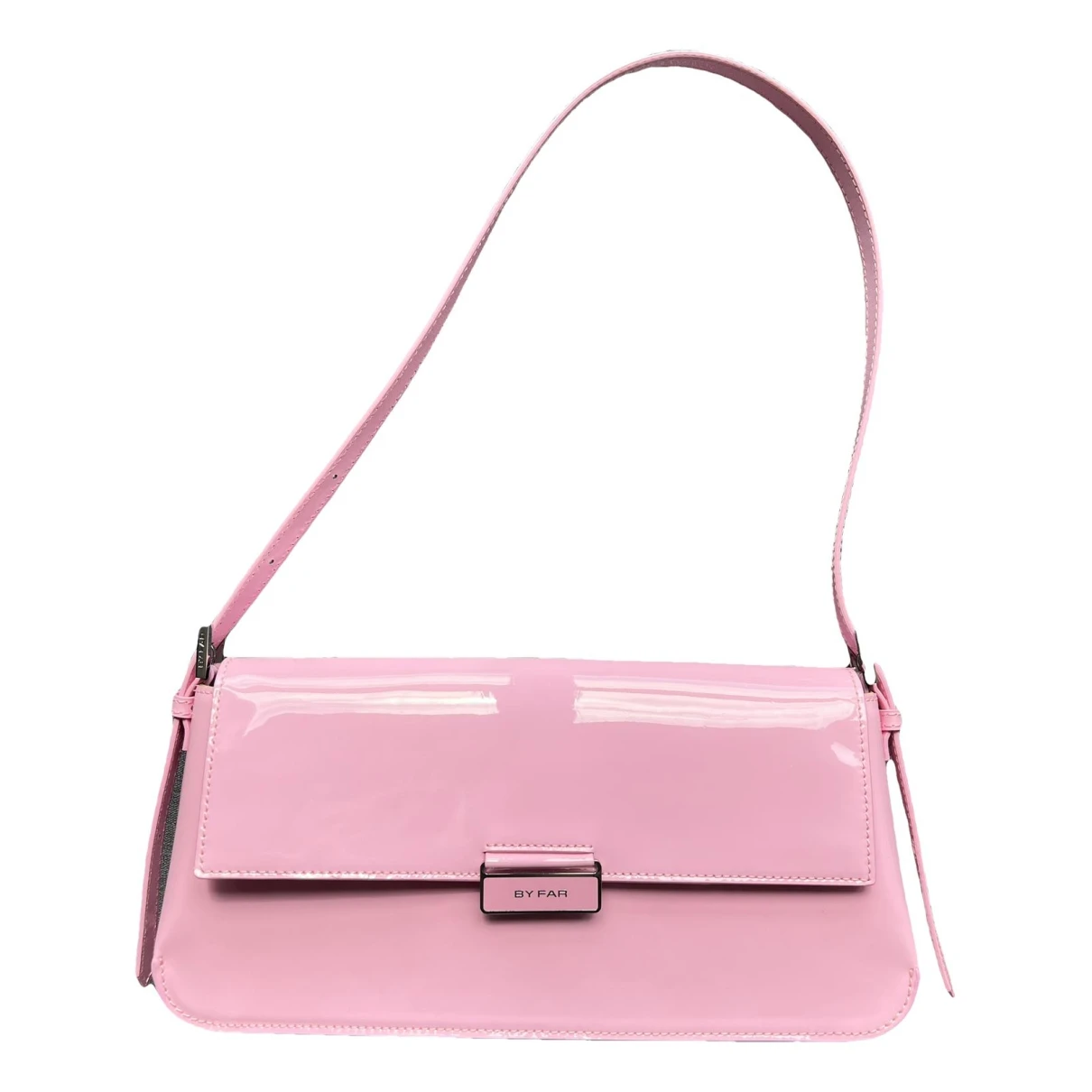 Pre-owned By Far Patent Leather Handbag In Pink