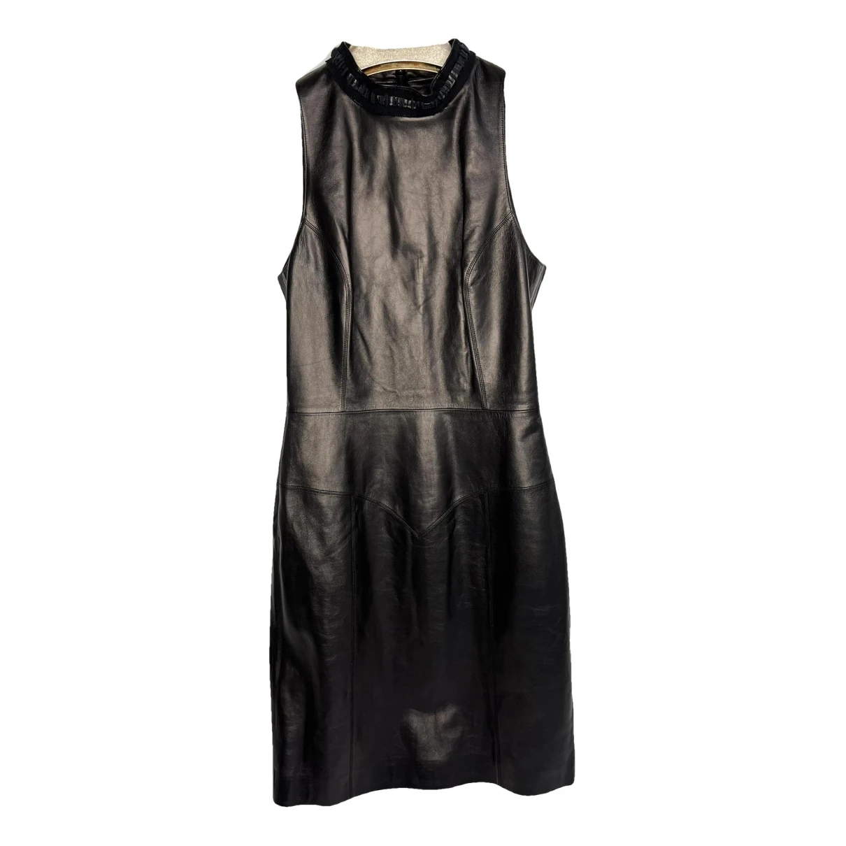 Pre-owned Chanel Leather Mini Dress In Black