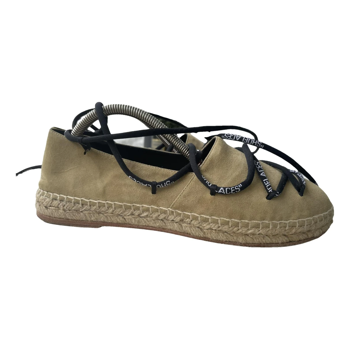 Pre-owned Off-white Leather Espadrilles In Khaki