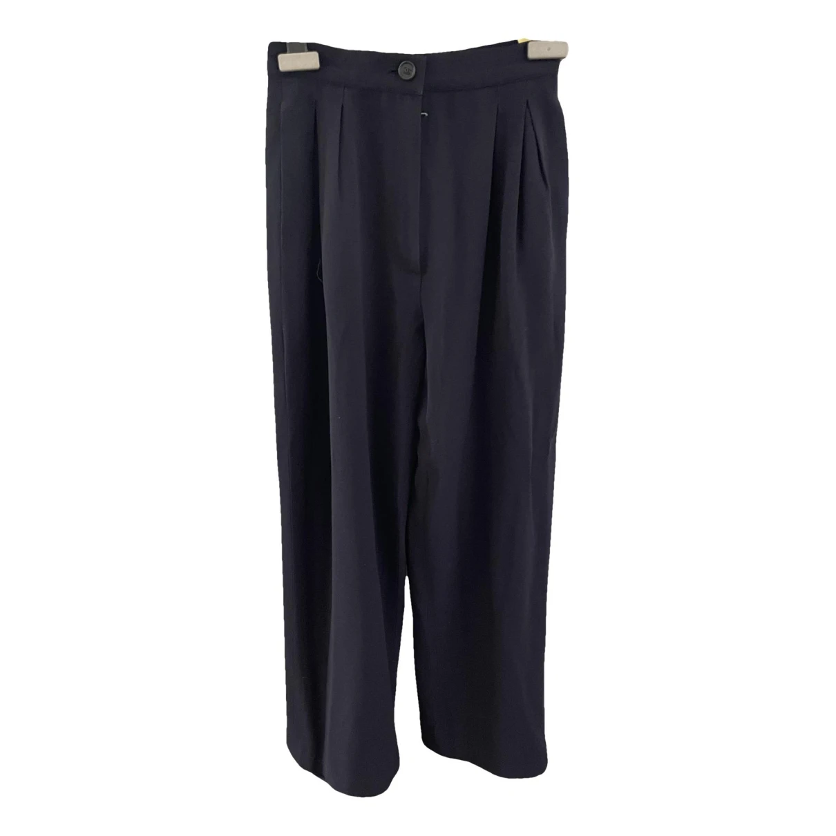 Pre-owned Chanel Wool Straight Pants In Navy