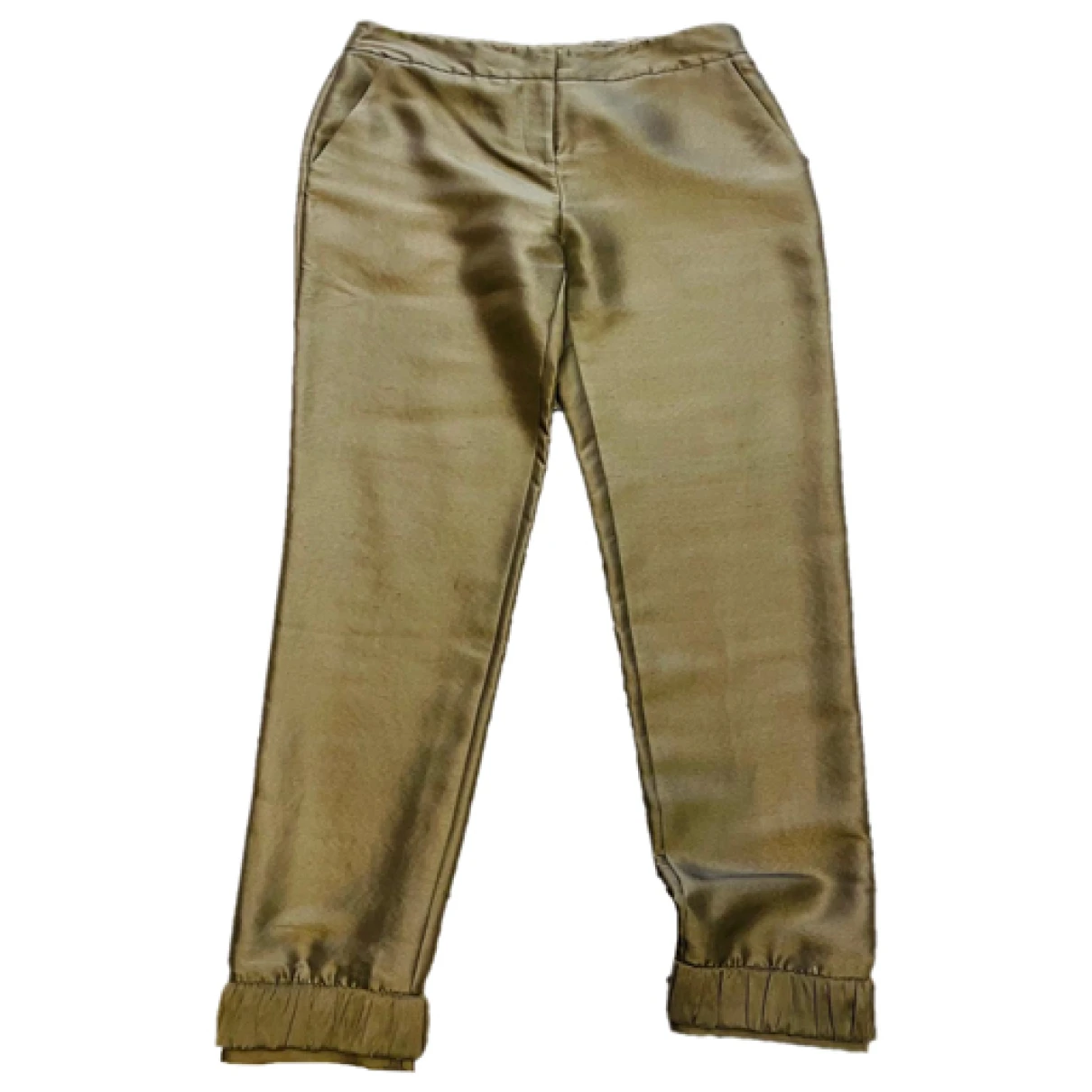 Pre-owned Emporio Armani Silk Trousers In Metallic