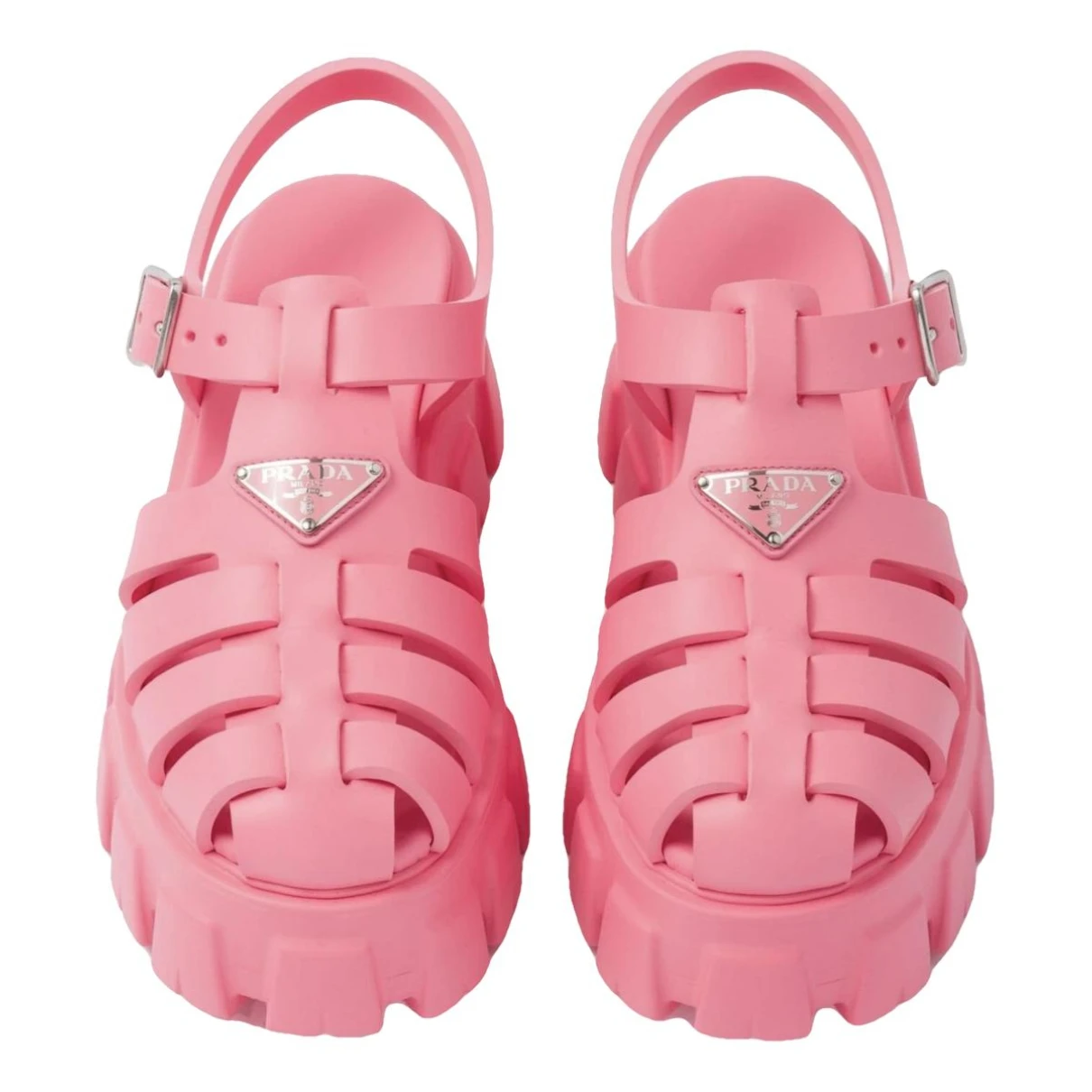 Pre-owned Prada Monolith Sandals In Pink
