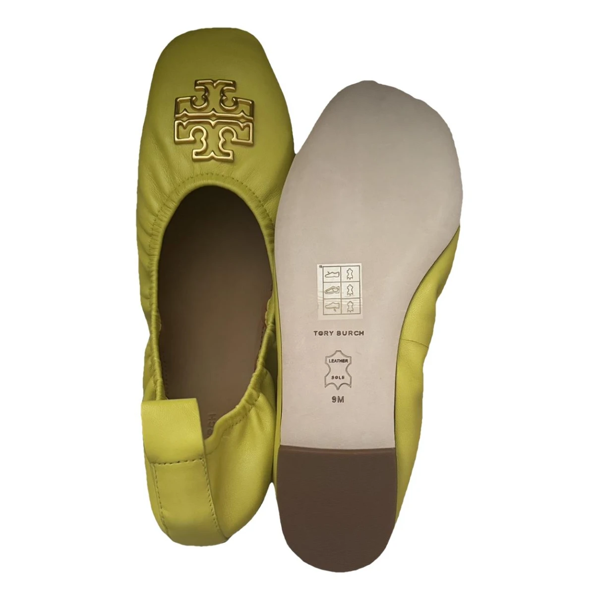 Pre-owned Tory Burch Leather Ballet Flats In Yellow