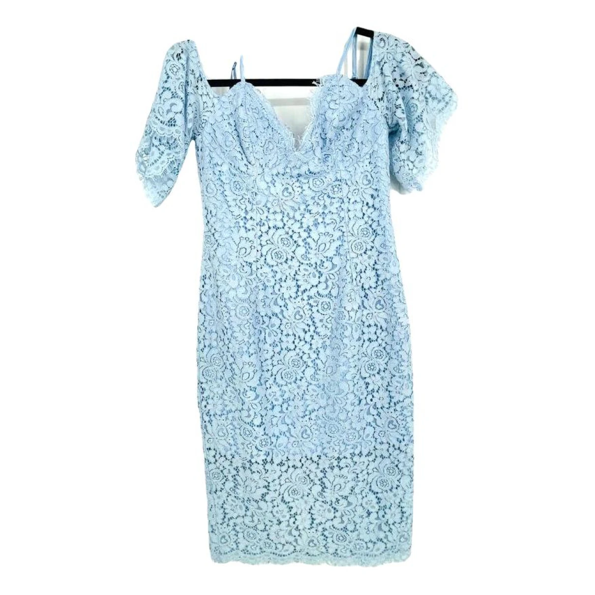 Pre-owned Bardot Lace Mid-length Dress In Blue