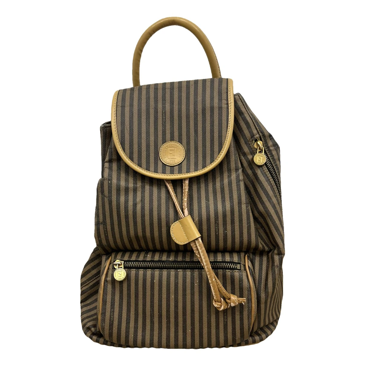 Pre-owned Fendi Cloth Backpack In Brown