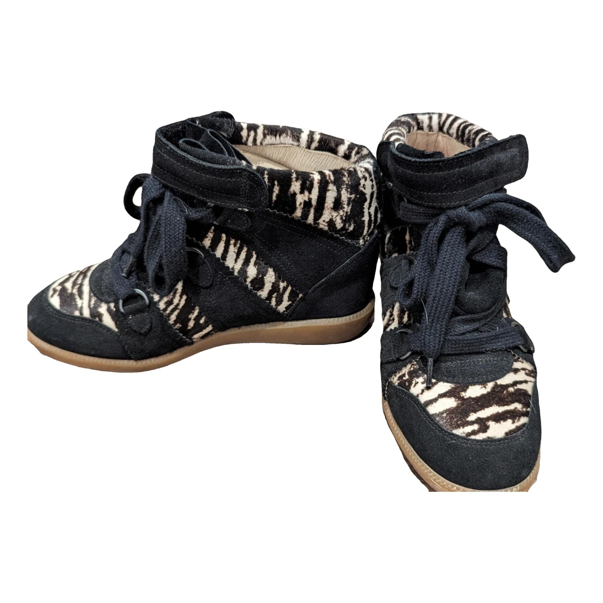 Pre-owned Isabel Marant Bobby Pony-style Calfskin Trainers In Black