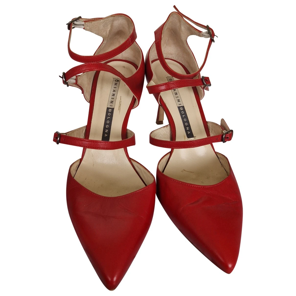 Pre-owned Chiarini Bologna Leather Heels In Red