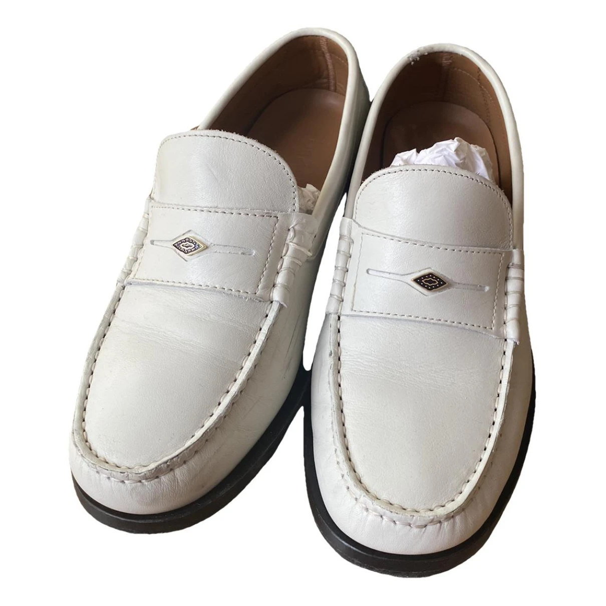 Pre-owned Ba&sh Leather Flats In White