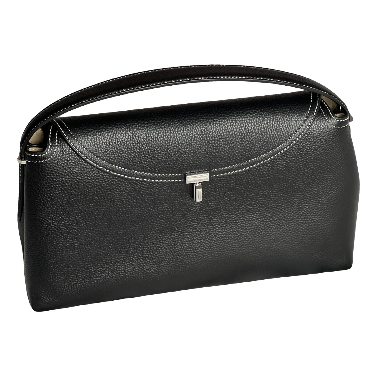 Pre-owned Totême T-lock Leather Handbag In Black