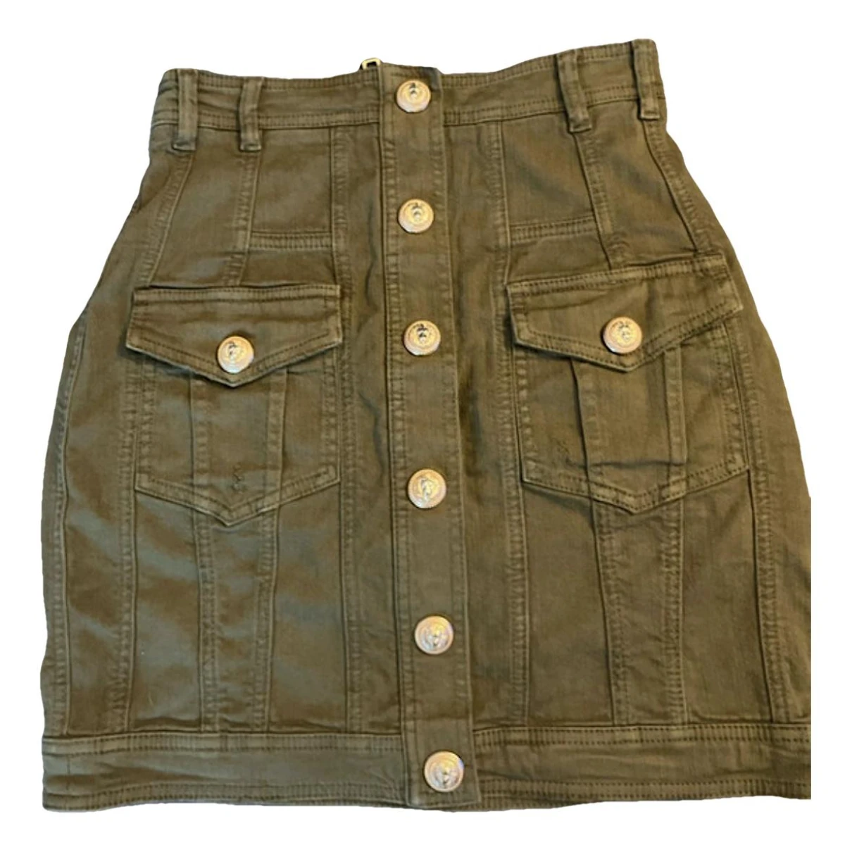 Pre-owned Balmain Skirt In Khaki