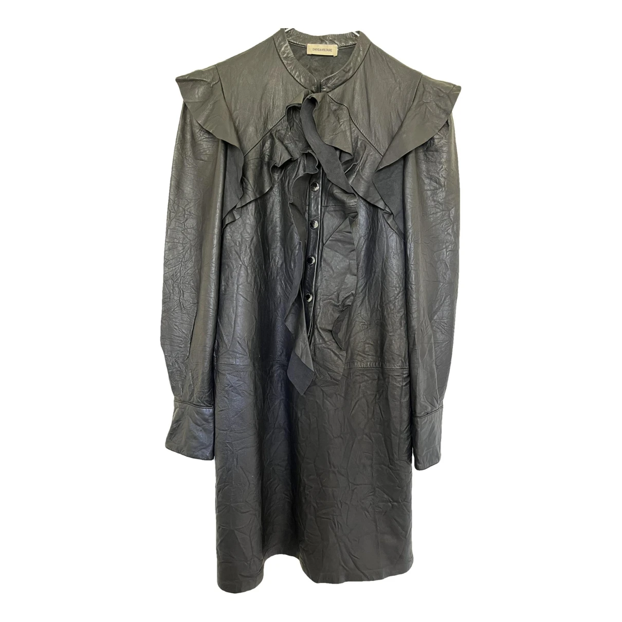 Pre-owned Zadig & Voltaire Leather Mid-length Dress In Black