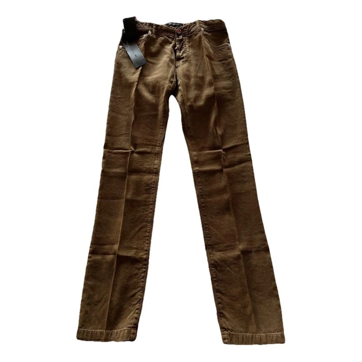 Pre-owned Kiton Linen Trousers In Brown