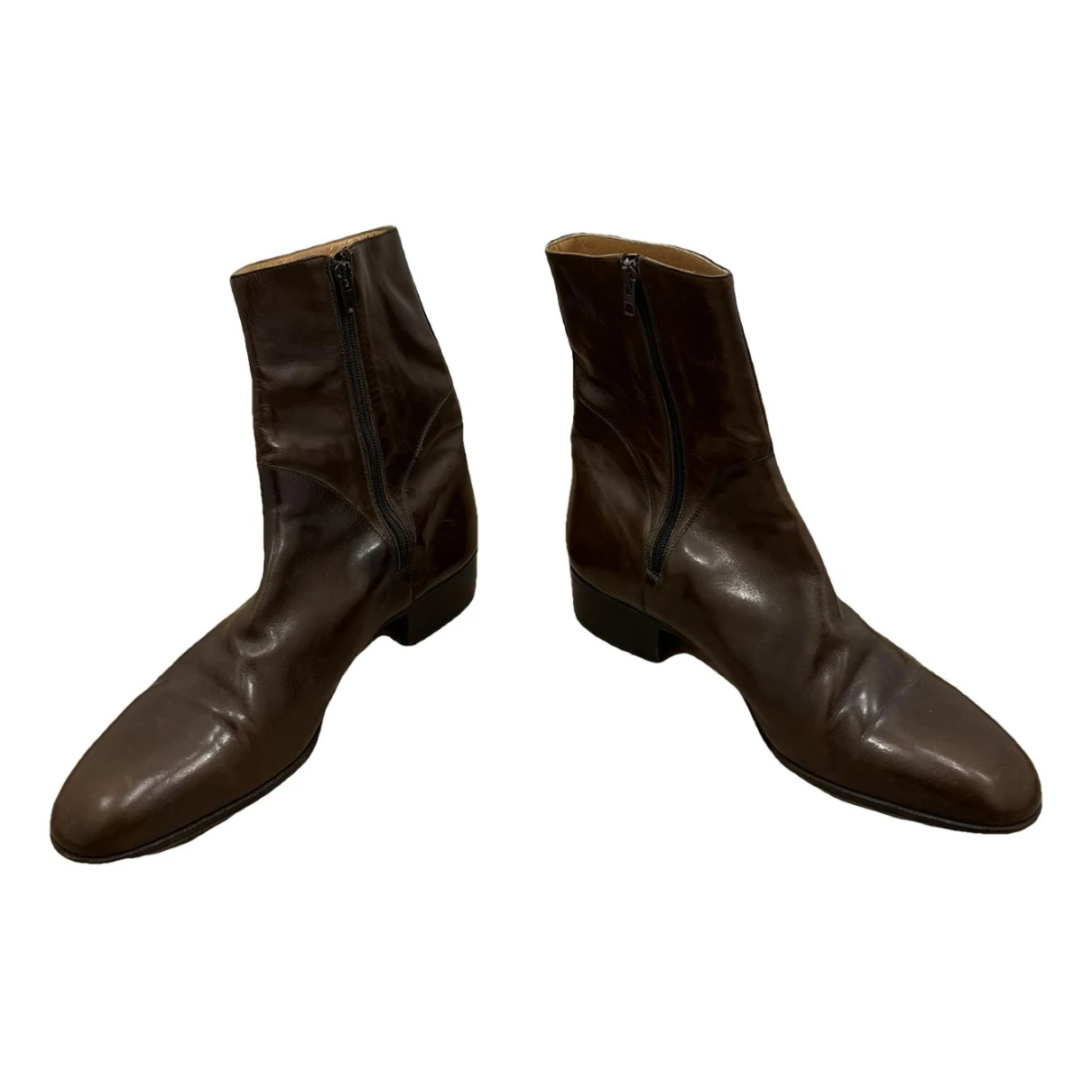 Pre-owned Gucci Leather Boots In Brown