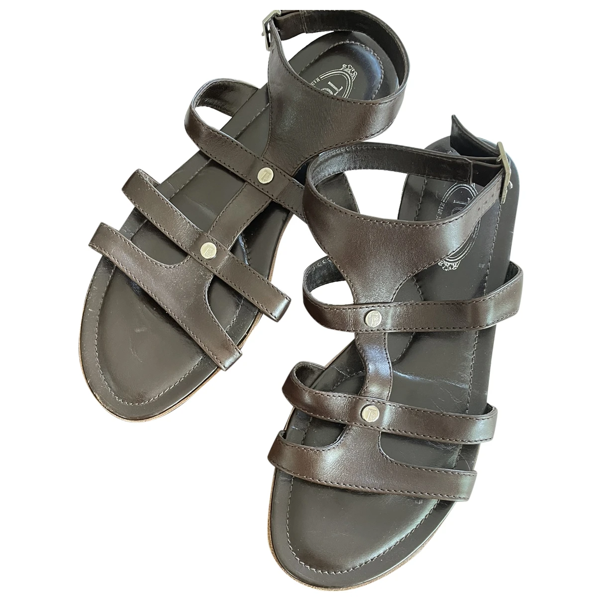 Pre-owned Tod's Leather Sandal In Brown