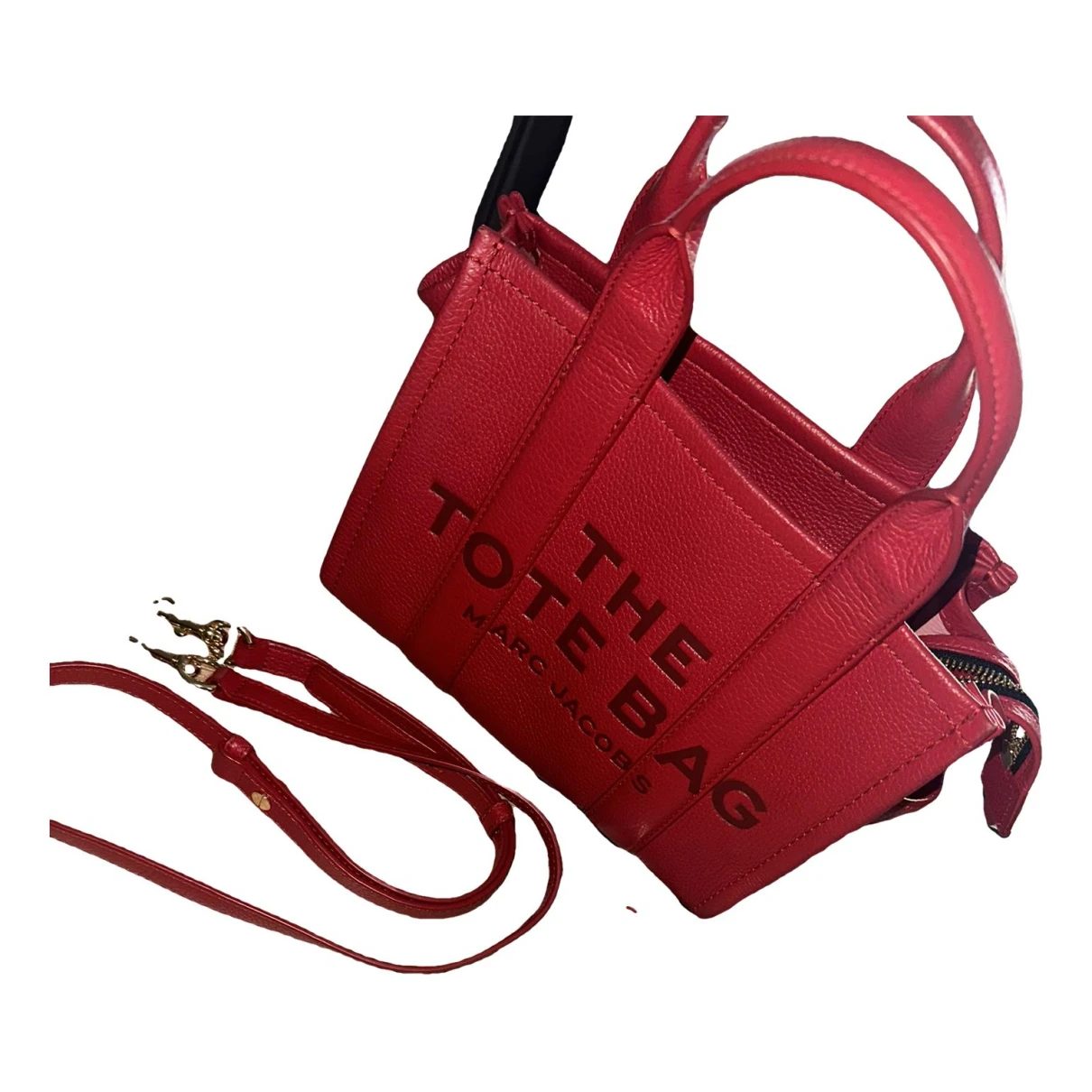 Pre-owned Marc Jacobs The Tag Tote Leather Handbag In Red