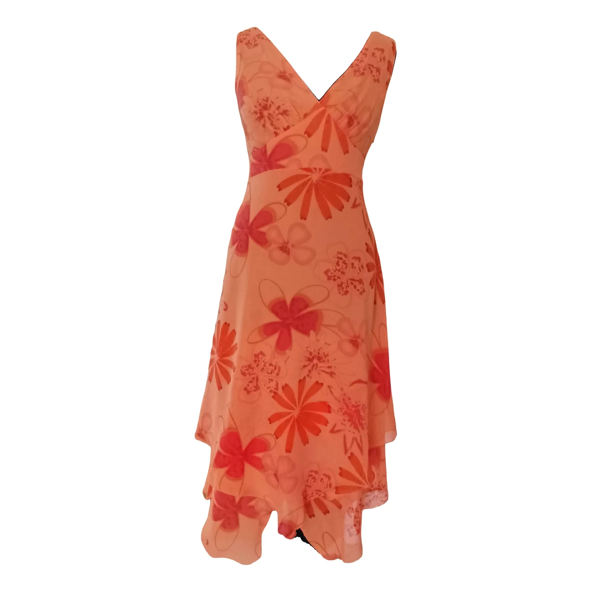 Pre-owned Marella Silk Mid-length Dress In Orange