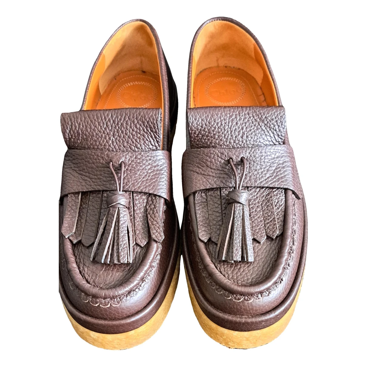 Pre-owned Chloé Leather Flats In Brown