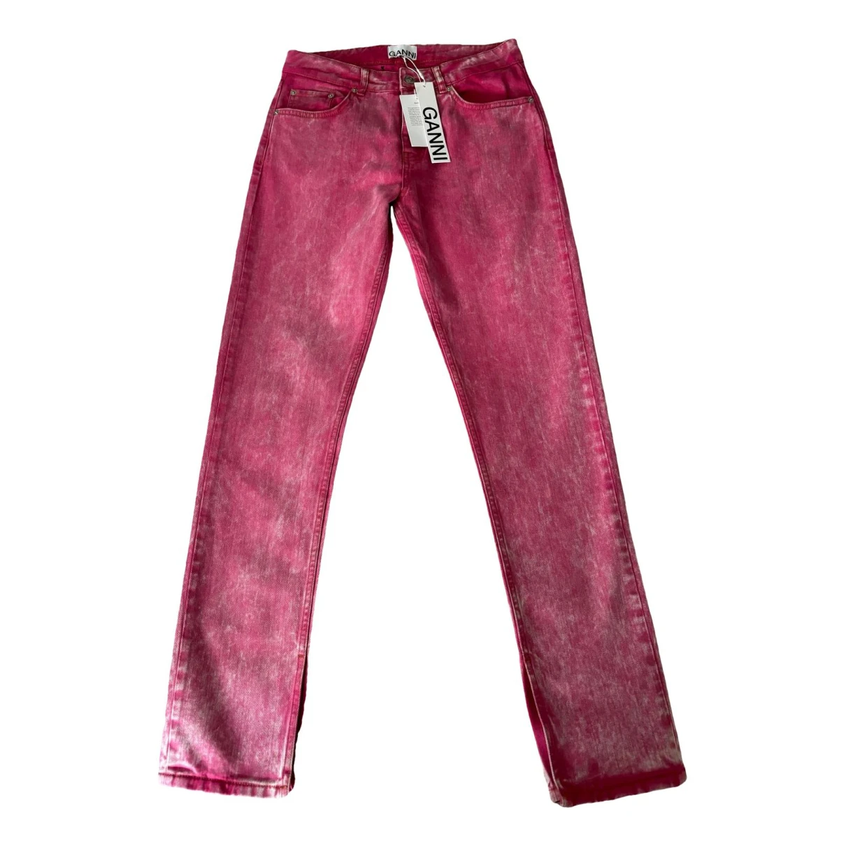 Pre-owned Ganni Slim Jeans In Pink