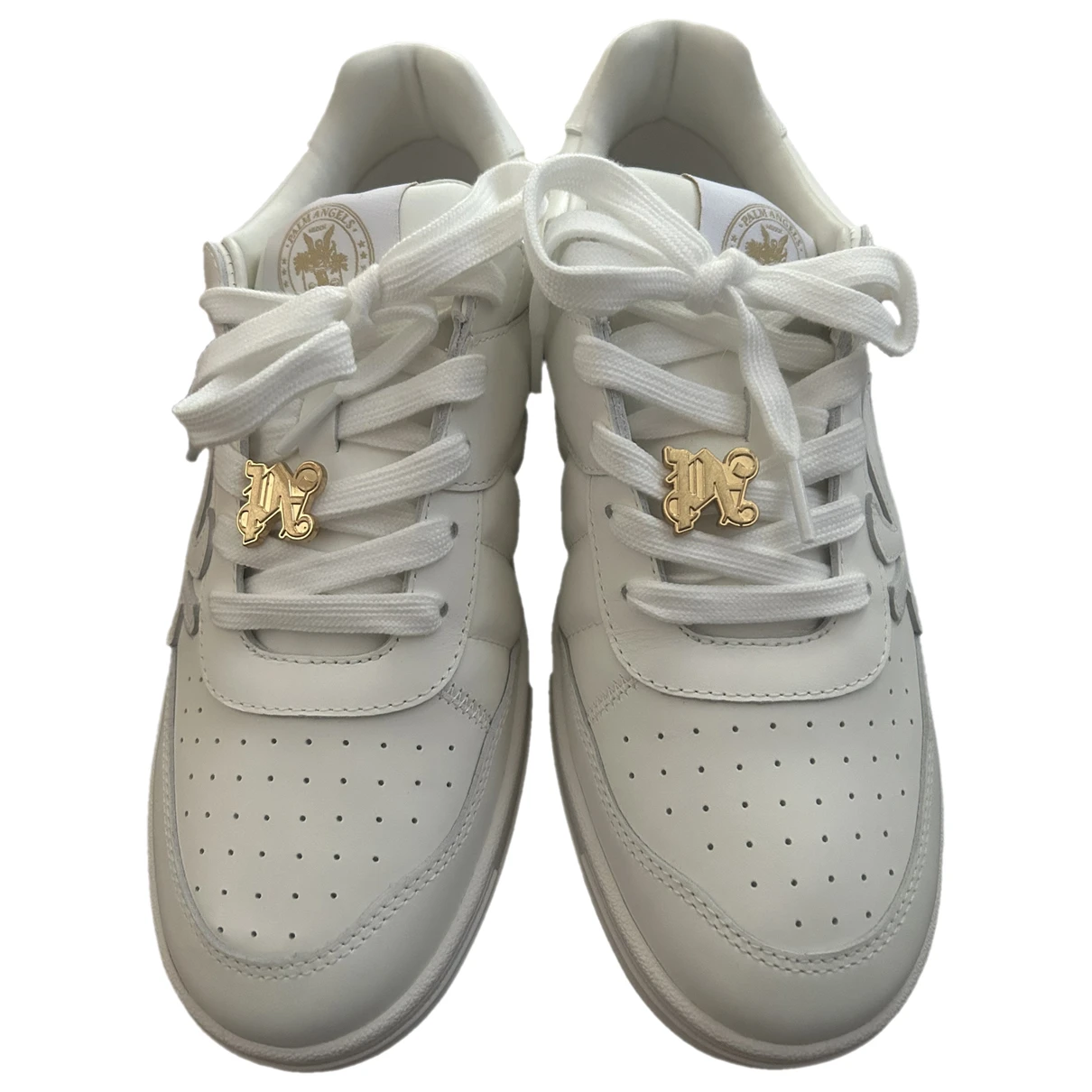 Pre-owned Palm Angels Leather Low Trainers In White