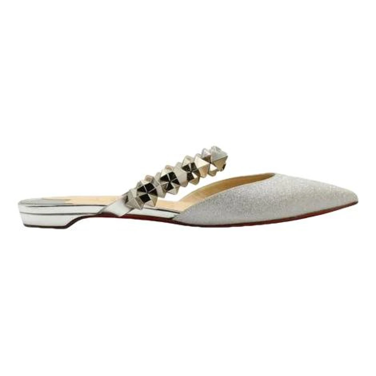 Pre-owned Christian Louboutin Leather Flats In Silver