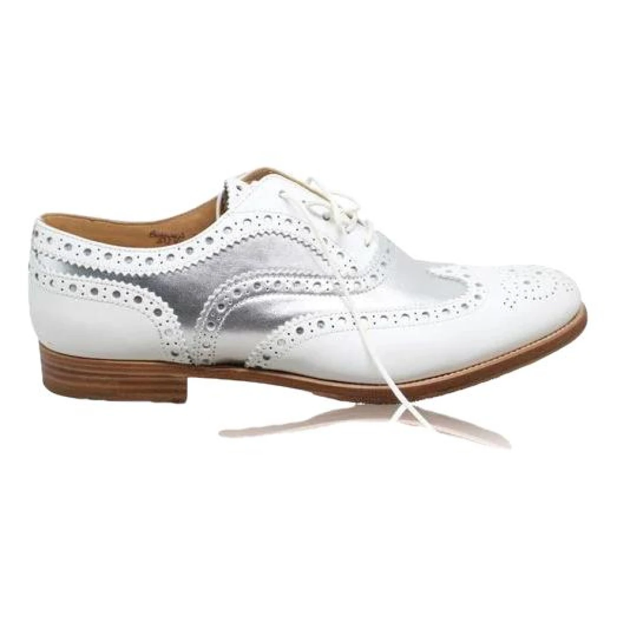 Pre-owned Church's Leather Flats In Silver