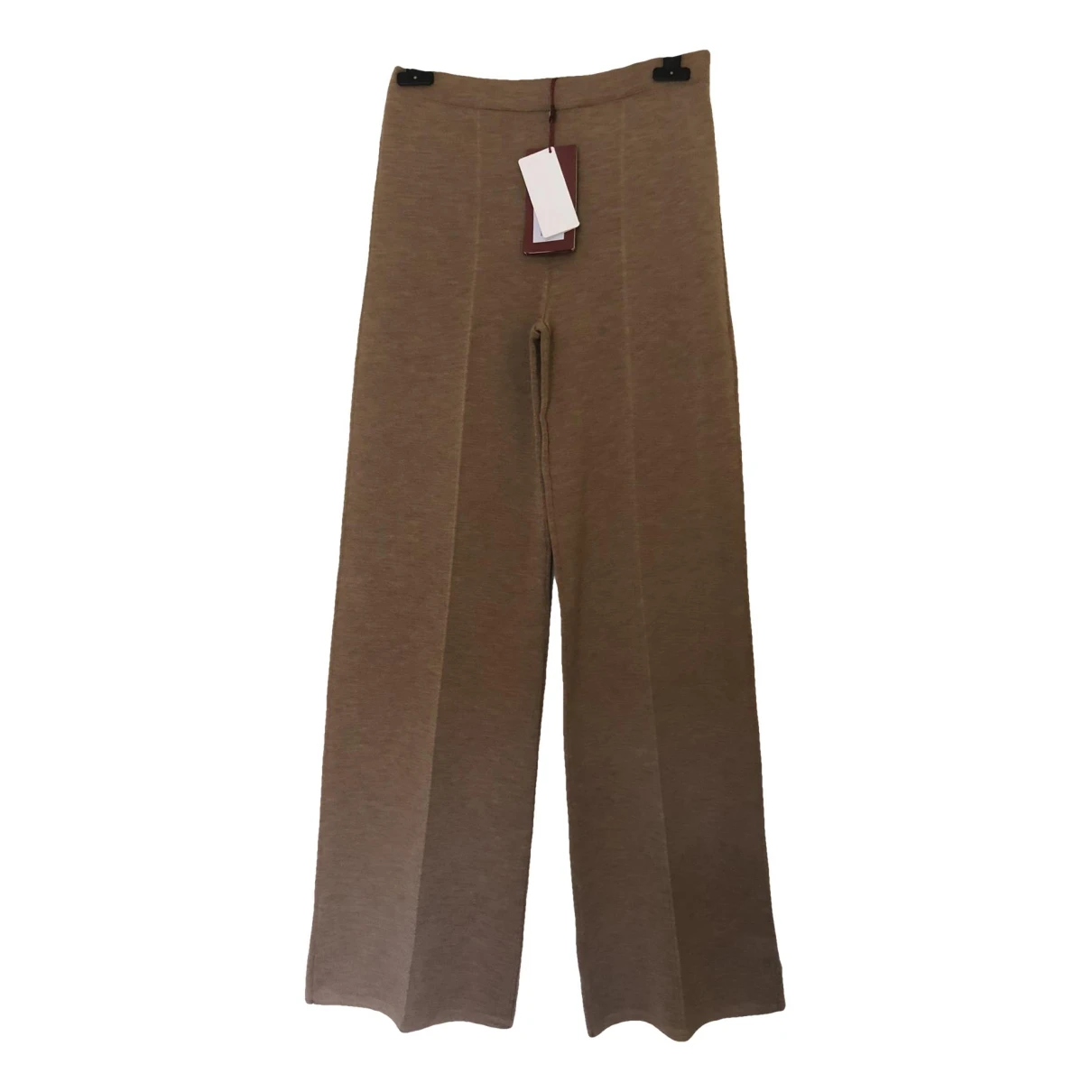 Pre-owned Max Mara Wool Straight Pants In Camel