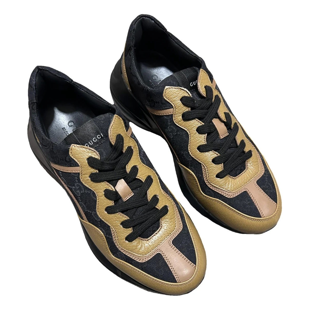 Pre-owned Gucci Rhyton Trainers In Black