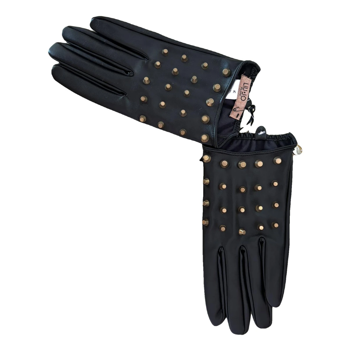 Pre-owned Liujo Vegan Leather Gloves In Black