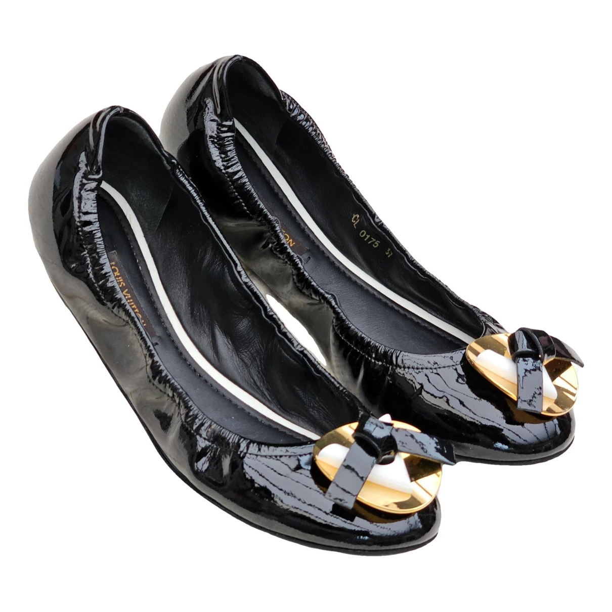 Pre-owned Louis Vuitton Patent Leather Ballet Flats In Black
