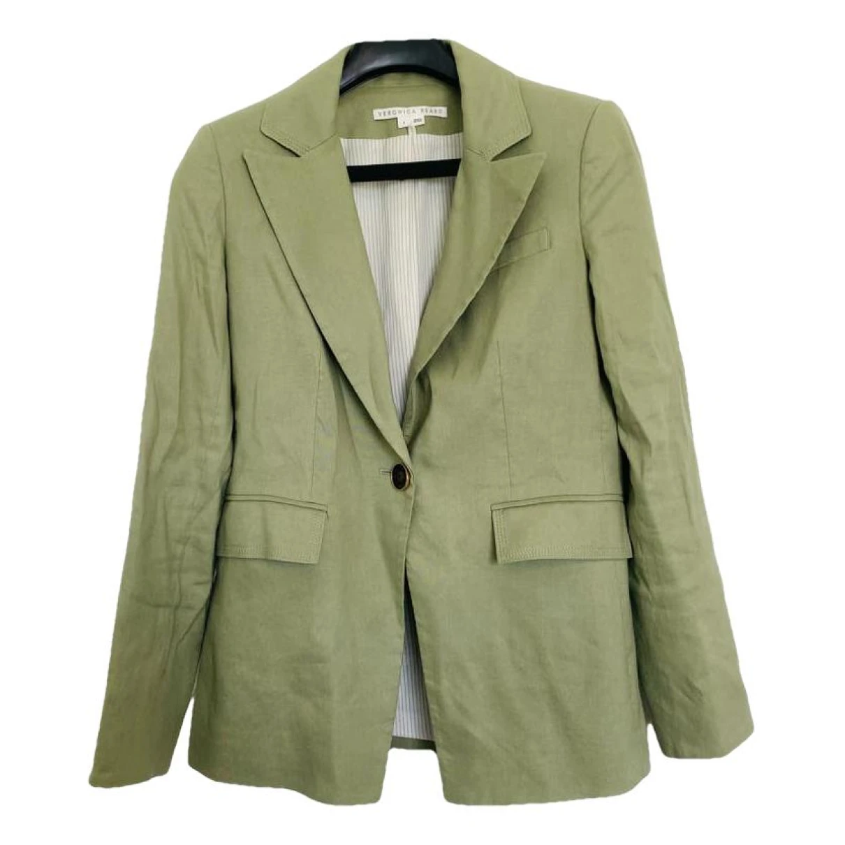 Pre-owned Veronica Beard Linen Blazer In Green