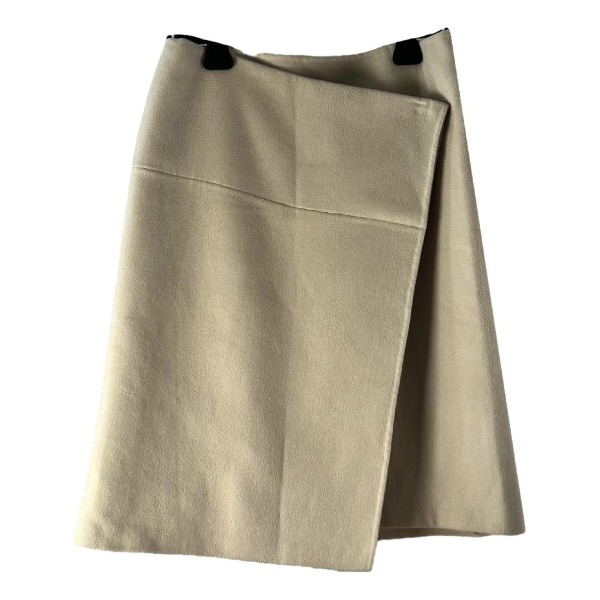 Pre-owned Donna Karan Cashmere Mid-length Skirt In Ecru