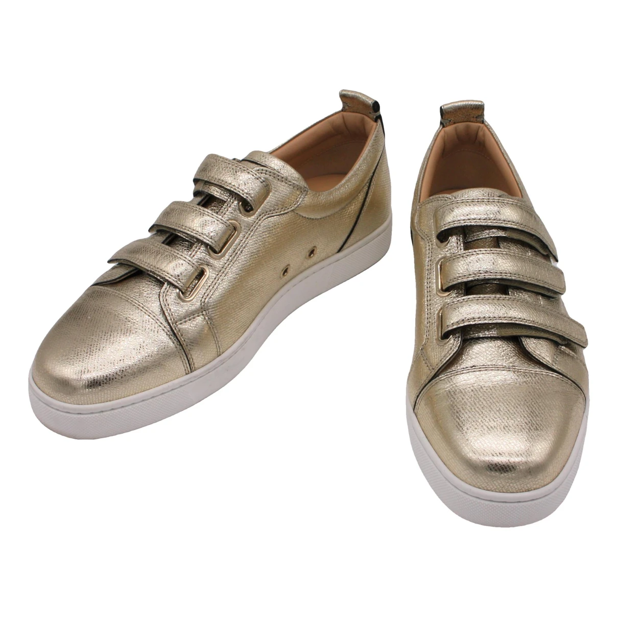 Pre-owned Christian Louboutin Leather Trainers In Gold