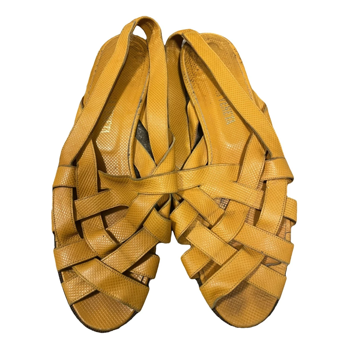 Pre-owned Bottega Veneta Leather Sandals In Yellow